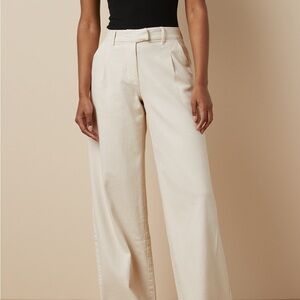 Dreamy Drape Stretch Poppy Trouser Cream Wide-Leg Pants